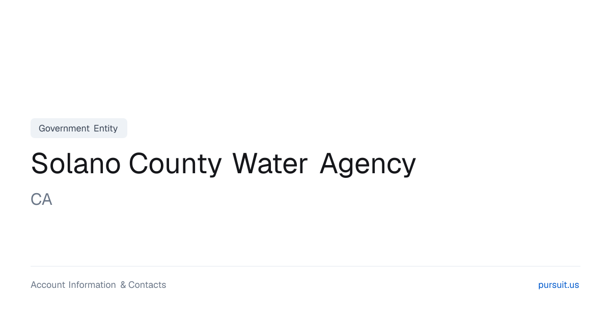 Solano County Water Agency, CA - Public Sector Account Information ...