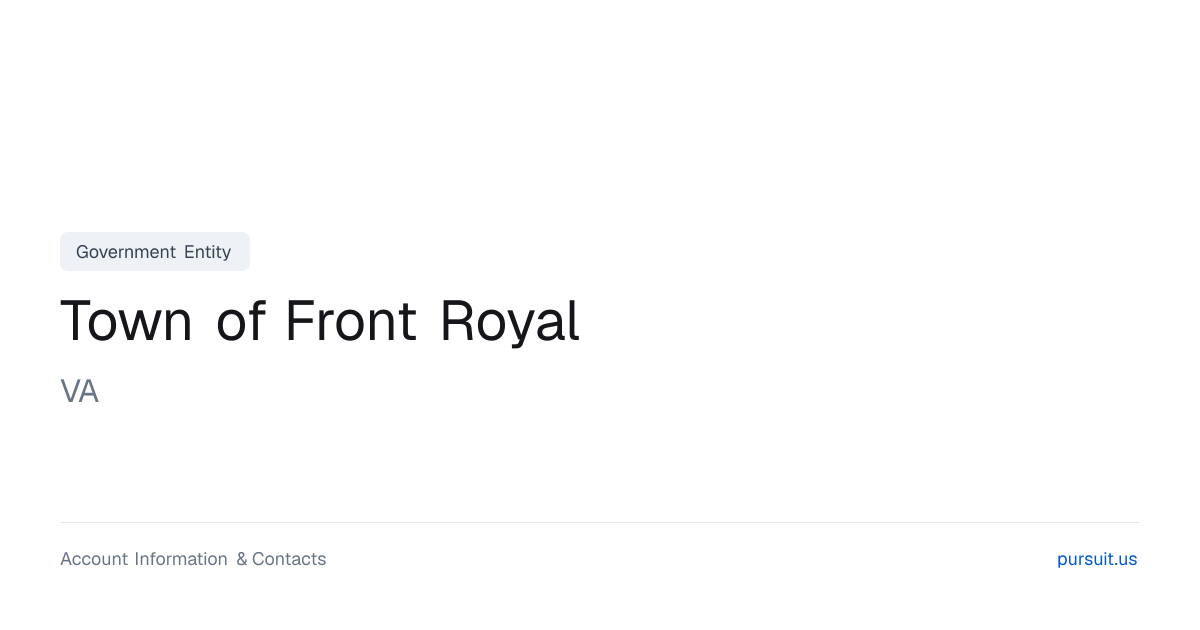 Town of Front Royal, VA - Public Sector Account Information | Pursuit